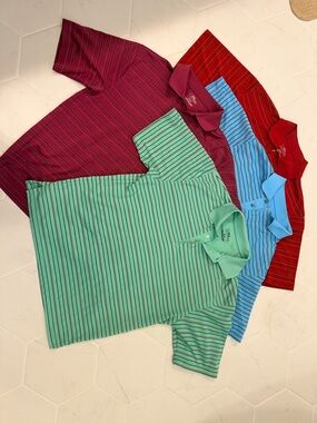 Striped PGA Polo Lot - Green, Blue, Red, Burgundy